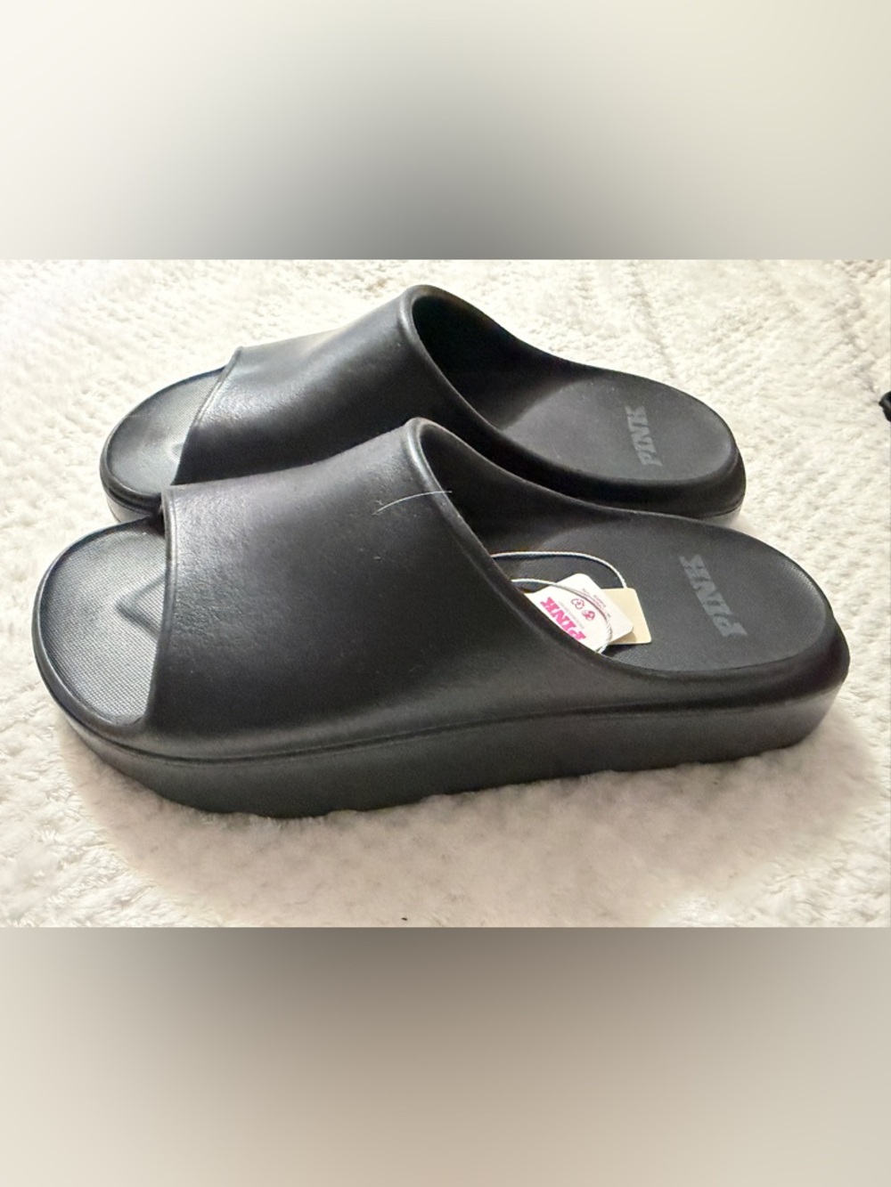 PINK Victories Secret Slides Sandal Platform Waterproof Beach Pool Black